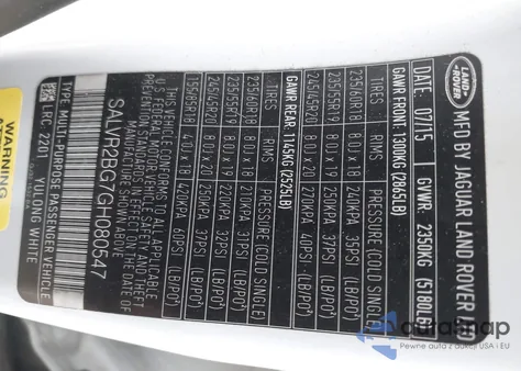 2016 Land Rover Range Rover Evoque Hse from USA, damaged, VIN SALVR2BG7GH080547